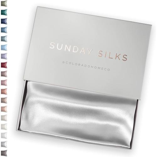 SUNDAYSILKS™ 100% Mulberry Silk Pillowcase, Silk Pillow Cases for Hair & Skin, Superior to Satin Pillowcase, with Zipper, Standard, Queen, King Sizes, Anti-Wrinkle, Cooling, Non-Slip Silk Pillowcases
