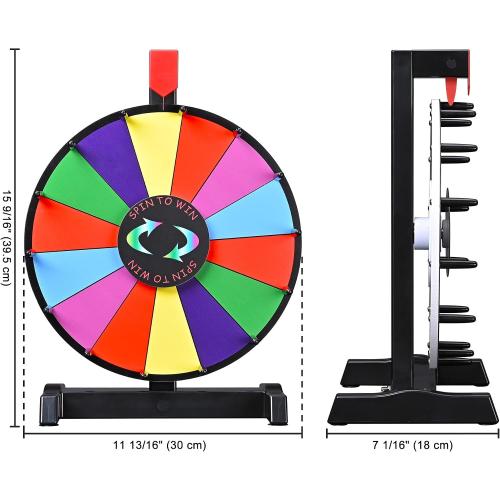 WinSpin 12 Color Prize Wheel Tabletop 14 Slots Heavy Duty Editable Spinning Wheel for Fortune Spinning Game Carnival & Tradeshow, Classic Series
