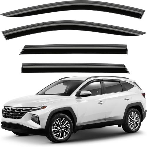 Window Deflectors Smoke Tinted Tape-On Side Window Vent Visor Deflectors Rain Guards Compatible with Hyundai Tucson 2022-2026 - 4pcs. GW0246