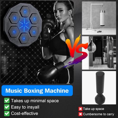 Beyn 2025 New Music Boxing Machine, Upgraded 2.0 Smart Bluetooth Music Boxing Parent-Child Games, Wall-Mounted Exercise Equipment for Home Exercise