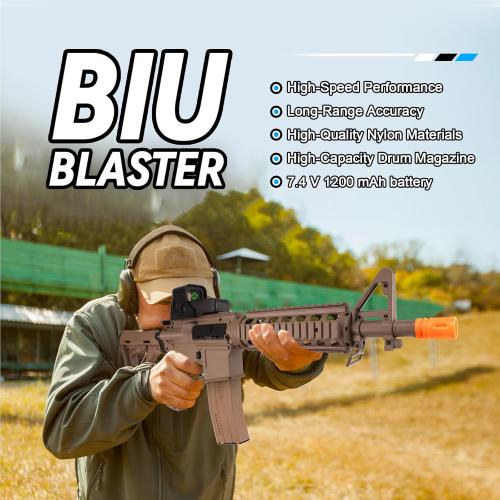 Color Black BIU BLASTER Gel Ball Blaster 280  FPS,100  Ft Range Full Size Splatter Ball Blaster 1500  Capacity Drum 7.4v 1200mAh Battery Electric Automatic Splat Blaster for Ages 14  Years Outdoor Game