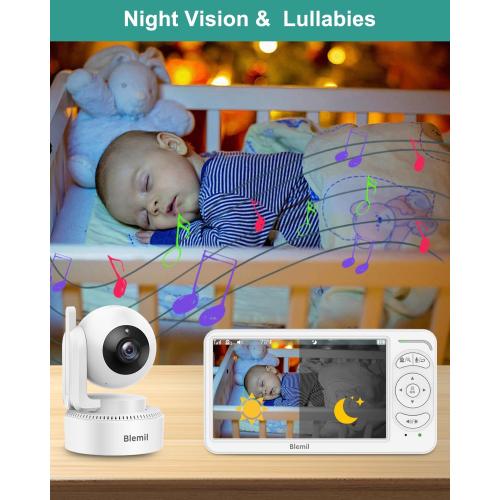 Blemil 6 Baby Monitor with 2 Cameras 4000mAh Battery Upgrade Split Screen Video Baby Monitor No WiFi Remote Pan-Tilt-Zoom Auto-Night Vision 150 Languages ECO Mode 2-Way Talk 1000FT (Ideal Condition)
