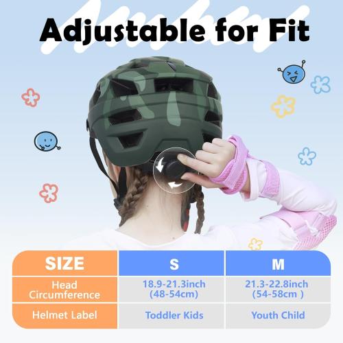 Kids Bike Helmet, 2 Size Adjustable for Youth Toddler Boys & Girls 3-5-8-10-12-14 Years, Child Helmets with Visor for Skating Cycling Scooter