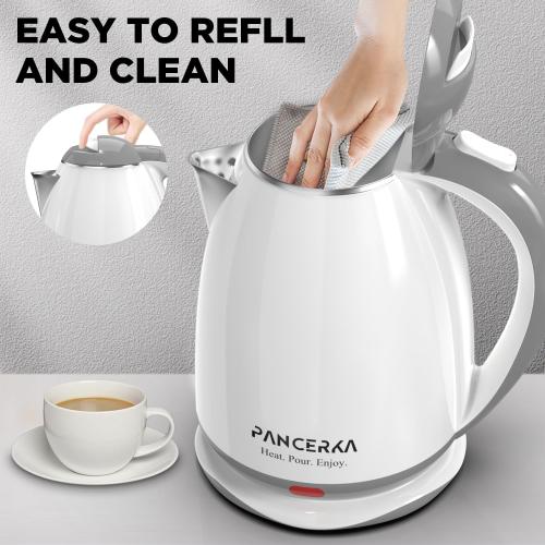 Electric Kettle, 1.8L Tea Kettle for Coffee & Tea, Fast Boil, Auto Shut-Off, White