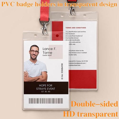 3.9 x 2.7 Clear 250 Pack Name ID Badge Holder-Plastic Badge Holder for Lanyard, Vertical Extra Thick Waterproof Name tag Holder for School/Office/Hospital/Exhibition/Party/Cards Credit Card