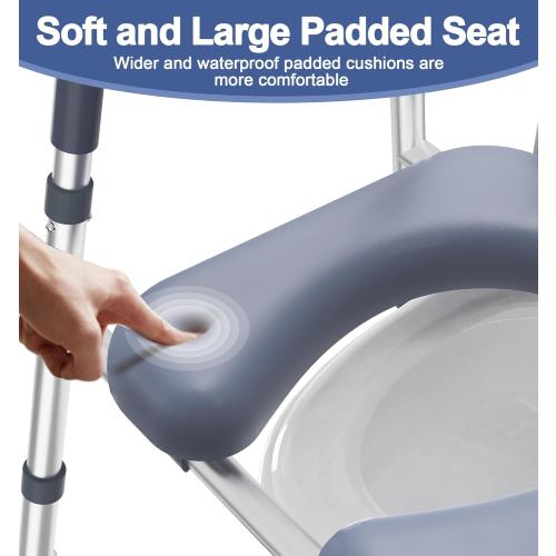 Toilet Seat Risers for Seniors, FSA HSA Eligible Raised Toilet Seat with Handles & Padded Seat, Adjustable Height & Width, 400lb Elevated Toilet Seat for Elderly, Handicap, Fit Any Toilet