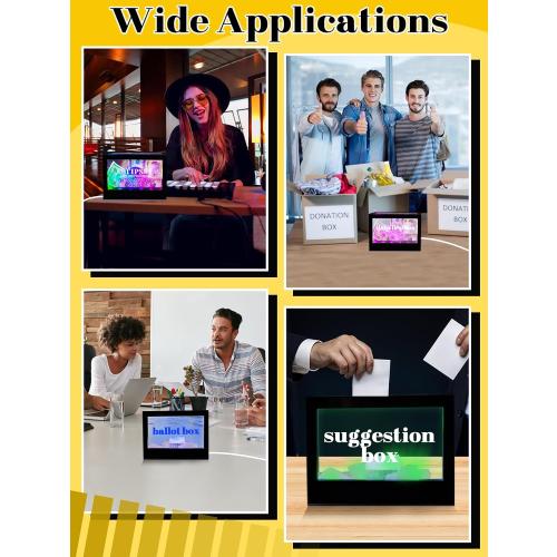 Light Up Tip Jar for Money - Acrylic Donation Ballot Box for Bartender with 2 Sign Holders, Re-mote, LED Light, Lock- Suggestion Box Tip Box for Restaurants Musicians Voting Charity, USB Powered