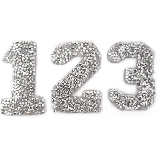 8PCS Number 0-9 Rhinestone Patches Appliques Clothing Repair Decoration Patches for DIY Accessory