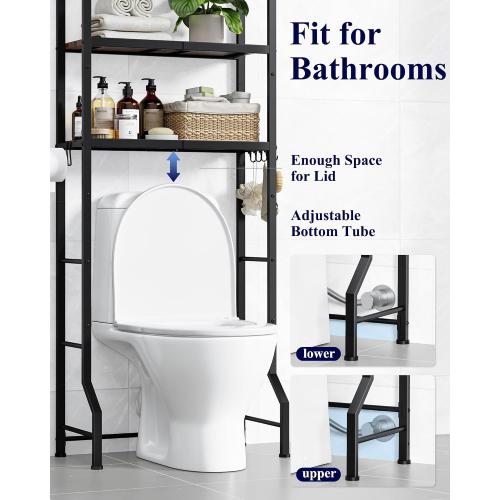 Kitsure Over The Toilet Storage Rack, 3-Tier Metal Frame | Small Bathroom, Space Saving Storage, Heavy Duty Metal Frame, Easy Assembly, Brown & Black, 61H