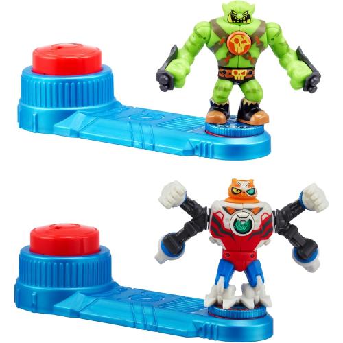 Akedo - Ultimate Arcade Warriors Battle Giants Versus Pack - Scratch-Atron VS Tonk - Mini Battling Action Figures Ready, Fight, Split Strike