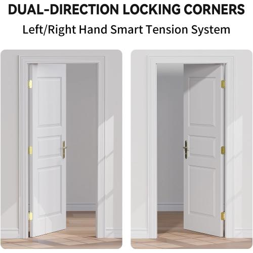 2 Pack Self Closing Door Hinges, 4 Inch Spring Loaded Door Hinges for Garage, Front, Back Door, Left/Right Hand, Adjustable Tension, 5/8'' Radius Corners, UL Listed, Gloden