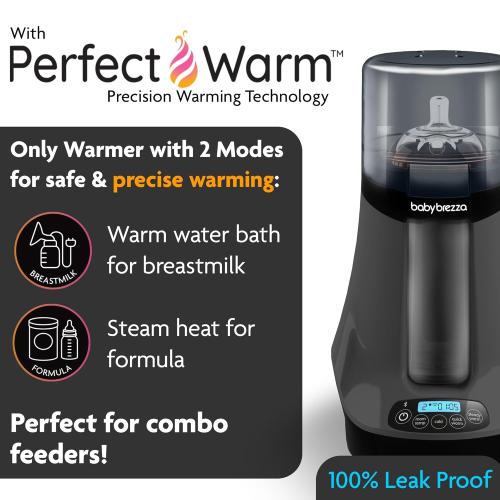 Baby Brezza Fast Baby Bottle Warmer - Smart Baby Milk Warmer   Breastmilk Warmer Defroster – 2 Unique Temperatures for Breastmilk   Formula - Universal Fit for All Bottles, Storage Bags   Food Jars