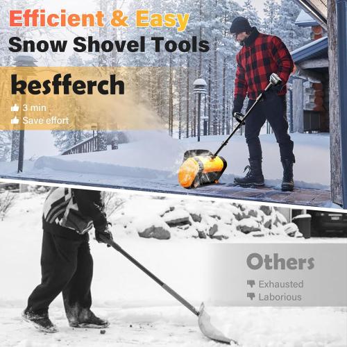 Cordless Snow Shovel, 21V Brushless Motor, 4.0AH Electric Snow Blower, 14 Clearing Path - 26 ft Throwing Distance for Sidewalk, Deck & Patio(2 * 4.0Ah Battery & Quick Charger Included)