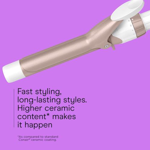Conair Double Ceramic 1-Inch Curling Iron, 1-Inch Barrel Creates Classic Curls, Hair Curler for Use on Short, Medium, and Long Hair, White