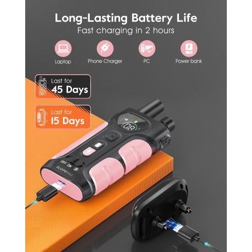SLOPEHILL Dog Shock Collar - 4200FT Dog Training Collar with Remote,IPX8 Waterproof E-Collar with Beep,Vibration,Shock,Flash Light,No Shock Mode,Shock Collar for Small Medium Large Dog 8-140lbs,Pink