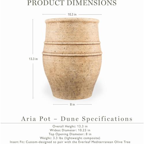 Everleaf Aria Planter Pot Small, Lightweight Modern Decorative Pot for Faux Trees & Indoor Plants, Ultra-Light Matte Finish Planter for Living Room Decor Color Dune