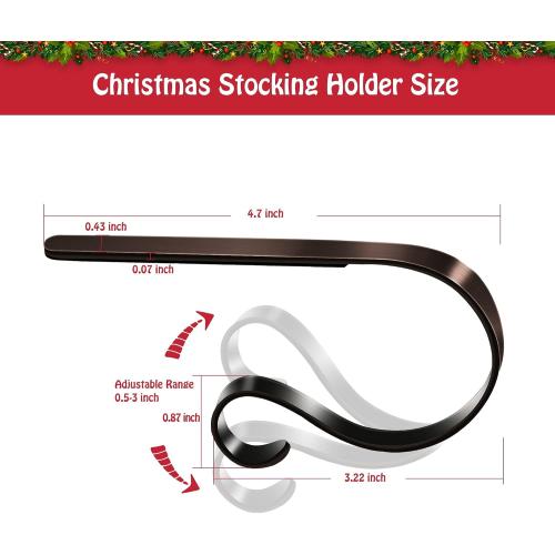 Loncaster Christmas Stocking Holders for Mantle Set of 12, Non-Slip Adjustable Stocking Holders, Stocking Hanger for Christmas Party Decorations(Bronze)