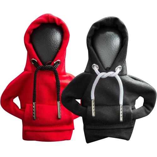 2Pcs Gear Shift Hoodie Cover, Funny Shift Knob Cover for Car（Red and Black）