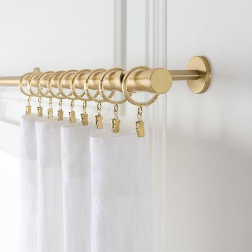 MODE Cambria® Designer Series - Premium 9 foot Custom Curtain Rod - 1-1/8 inch Large Diameter - Non-Adjustable for a Seamless Look - Premium Designer Brackets and End Caps - Brushed Gold Finish