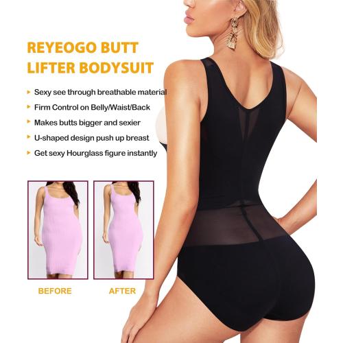 REYEOGO Shapewear Bodysuit for Women Tummy Control Butt Lifter Panty Hi-Waist Trainer Stomach Body Shaper Slimming Girdles