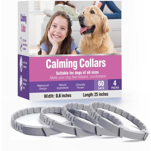 Tcllka Relief Anxiety Stress Separation 25 Inches Size Flexible Adjustable for All Small Medium and Large Dog Calming Collar for Dogs 4 Packs