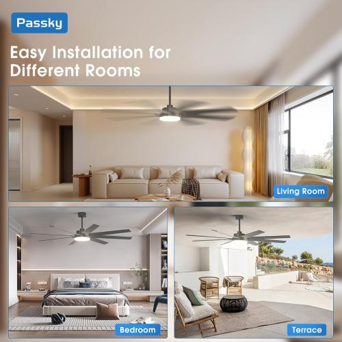 Size 72 inch Color Black Ceiling Fans with Lights, Large Modern Ceiling Fan with Light and Remote Control, Reversible, 3CCT, Dimmable, Quiet, Black Ceiling fan For Bedroom, Living Room, Patio Farmhouse, Indoor/Outdoor