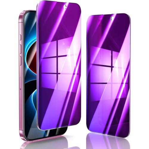 Kesuwe [2 Pack] Privacy Screen Protector for iPhone 16, Purple Gradient Colorful, Anti-Spy, Anti-Scratch, HD Clear, 9H Hardness, Bubble Free, Case Friendly, Easy Installation