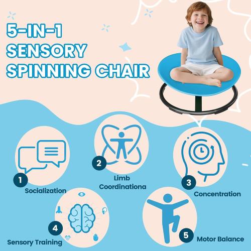 Pterying 21 L × 19 W Large Size Spinning Chair for Autistic Kids, Ages3  | Autism Sensory Products, Sensory Toys Gifts for Kids with Autism & ADHD, Training Body Coordination, Azure Rounded Shape‼️light dirt and good condition‼️