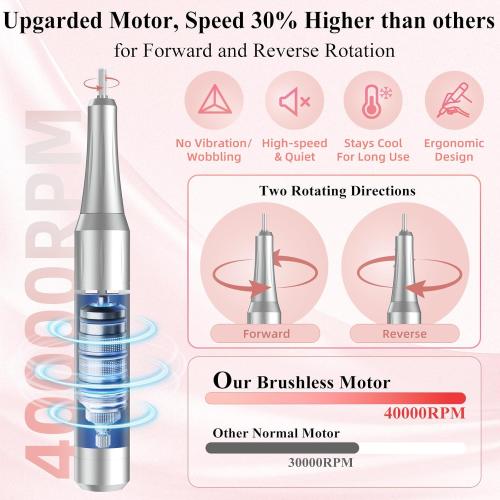 2-in-1 Nail Dust Collector & Electric Nail Drill File, Cordless Nail Machine with Stepless Speed Forward Reverse, 5 Suction Mode 4000RPM Dust Collector Nail Tech 6000mAh Rechargeable for Home Salon