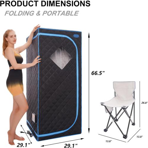 Portable Infrared Sauna for Home Spa | Full Size 1 Person Sauna | Full Size Far Infrared Sauna Tent | with Heating Foot Pad, Portable Chair, (L29.1 x W29.1 x H66.5, Black)