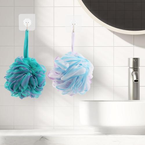 Fu Store Loofah Sponge Shower Loofahs 60g Bath Sponges Mesh Balls 4 Colors for Body Scrubber Exfoliator Wash Back Scrubbers Bathroom Men Women - 4 Pack Cleaning Bathing Accessories
