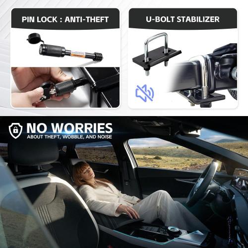 2 EBike Rack with Ramp, 2 Hitch Mounted Carrier Bike Racks Platform, 200 Lbs Max Loading for Standard, 5 Fat Tire and Electric Bicycles, Foldable E-Bike Rack for SUVs Cars Trucks Vans