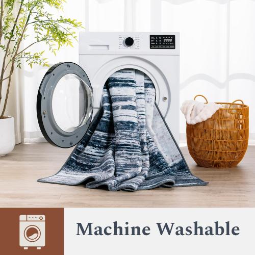 Size 8x10 Color Blue  Grey Area Rug, Washable Rug for Living Room, Non Slip, Soft Low Pile, Modern Abstract Blue Grey Rug for Bedroom, Dining Room, Home Office, Indoor Floor Carpet