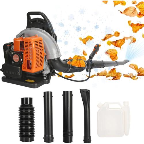 63CC 3HP 2 Stroke Backpack Gas Powered Leaf Blower, Grass Lawn Blower Air Cooling Gasoline Backpack Grass Blower with Air-Cooled, Snow Blower for Outdoor - 665CFM