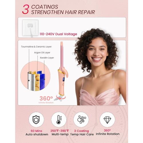 Ukliss Mini Curling Iron 0.5 Inch (13mm) | for Short Hair & Bangs | Creates Tight Ringlets | 30s Fast Heat & Dual Voltage, Pink