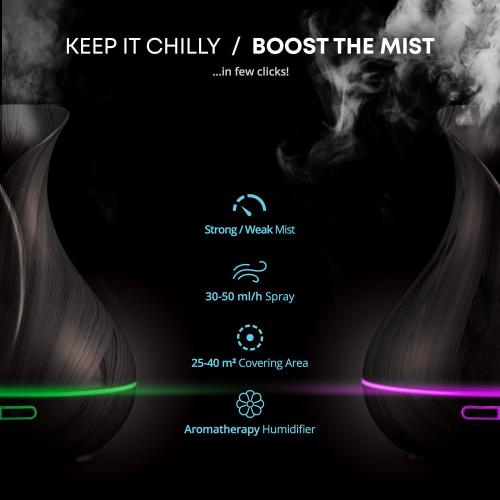 Smart WiFi Wireless Essential Oil Aromatherapy 400ml Ultrasonic Diffuser & Humidifier with Alexa & Google Home Phone App & Voice Control - LED & Timer Settings Dark Brown