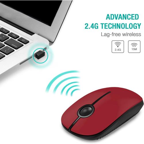 VssoPlor Wireless Mouse, 2.4G Slim Computer Laptop Mouse, Black and Red | Portable Mouse, Plug & Play USB Nano Receiver, Quiet Silent Optical Mice for Notebook, PC, Laptop, Computer, Windows, Mac