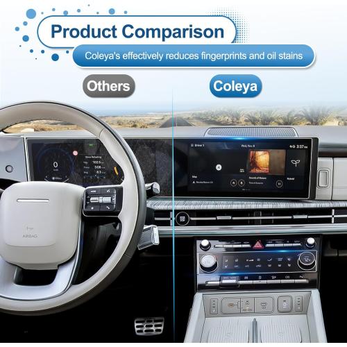 2024 2025 2026 Santa Fe Screen Protector for Hyundai Santa Fe (SEL/XRT/Limited/Calligraphy) (Dual 12.3Inch&AC Displays), 9H Tempered Glass 2026 2025 Santa Fe Hybrid Accessories HD Transparent