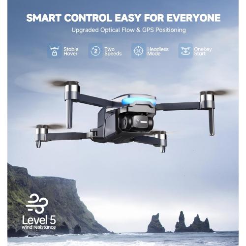 GPS Drones with Camera for Adults 4K, Foldable Drone with Brushless Motor, Auto Return/Follow, Tap Fly/Circle Fly, Beginner-Friendly One Key Start, 45 Mins Flight, Under 249g