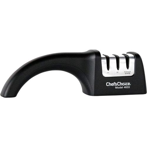 Chef'sChoice Professional Manual Knife Sharpeners AngleSelect for 15- and 20-Degree Straight-Edge and Serrated Knives with Diamond Abrasives Precise Angle Control & Compact Footprint, 2-Stage, Black