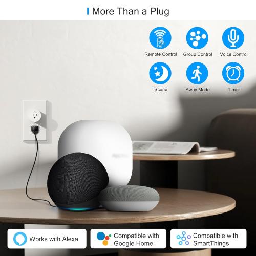 EIGHTREE Smart Plug 2025 Upgrade to 15A, Bluetooth & Wi-Fi Outlet Plug Dual Connection, Voice Control, Remote Control Outlet Timer Indoor, Smart Plugs That Work with Alexa & Google, 2.4GHz Wi-Fi Only