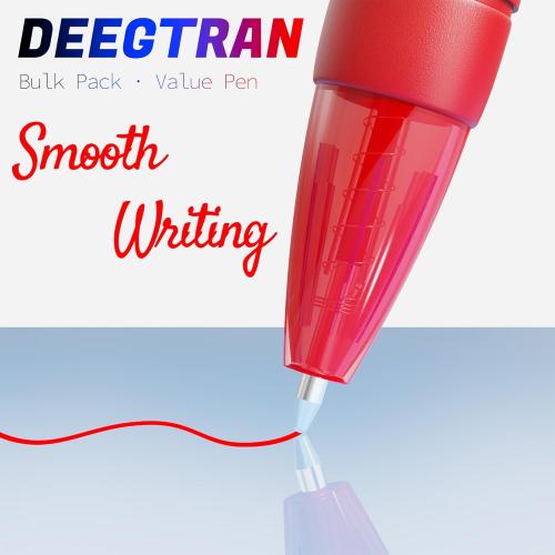 deegtran Pens Bulk, 30 Pack No Bleed Red Ink Click Pens with Soft Grip, Wholesale Retractable Ballpoint Pens for Office School, Medium Point Smooth 1.0MM