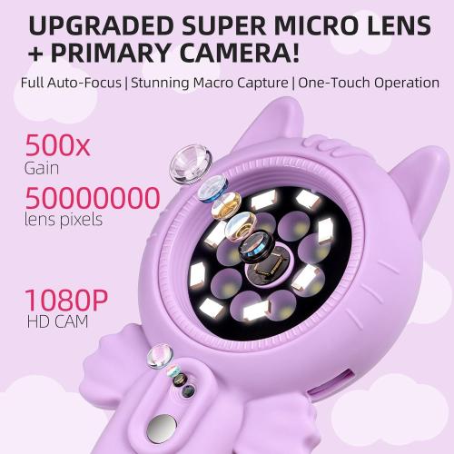 Kids Microscope – 500X Digital Pocket Handheld Microscope with Dual Cameras & Autofocus, STEM Educational Toy & Perfect Christmas Birthday Gift for Boys & Girls Ages 3 4 5 6 7 8 9 10 (Green)