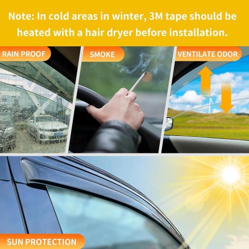 Rain Guards for 2007-2010 Hyundai Elantra Sedan (Excludes Touring Models), Out-Channel Window Visor Shields Vent Deflector Shade Wind Dark Smoke 2008 2009 07 08 09 10, Outside-Mount, 4PCS