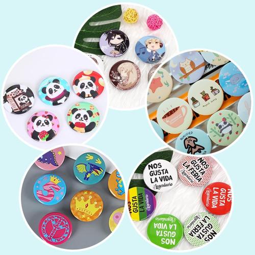 Happizza 100 Sets 75mm(3 inch) Metal Button Supplies,Round Pin Buttons Parts Blank Buttons Making Supplies for Button Maker Machine, Includes Metal Back Cover Shells, Clear Film&Blank Paper&Gasket