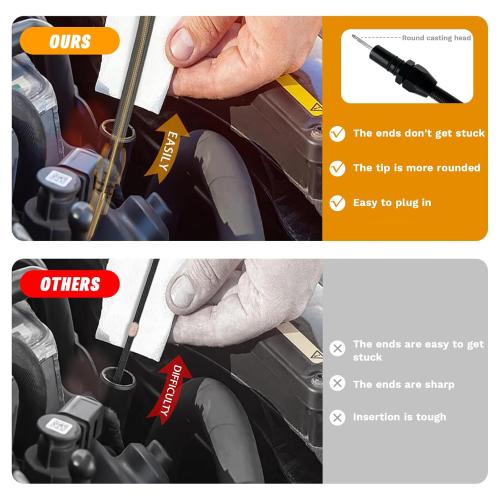 Firewall mounted transmission stainless steel oil dipstick with black housing - compatible with GM 4L80E Dipstick transmission LS LS1 LS3 LS6 LSX