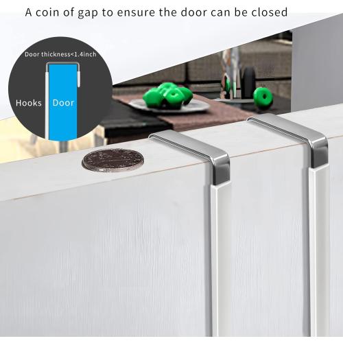 FYY Over The Door Hooks, 4 Pack Hangers Hooks with Rubber Prevent Scratches Heavy Duty Organizer for Living Room, Bathroom, Bedroom, Kitchen Hanging Clothes, Towels, Hats, Coats, Bags White