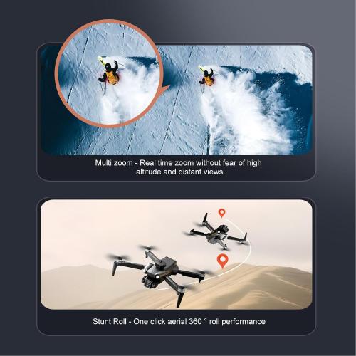 Drfeify Multifunction Foldable Drone with 8K Dual Camera LED Lights, 6 Channel Gyroscope Control, Obstacle Avoidance, Brushless Motor, for Adults Kids Beginners (Dual Battery