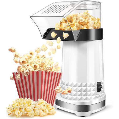 Popcorn Maker Machine 1200W, 4.5-Quart Air Popper Popcorn Maker, 2-Minute Oil-Free Hot Air Popcorn Popper, Easy Clean, No Unpopped Kernels, Healthy Family Snack