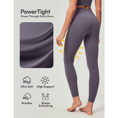 IUGA Medium Iron Gray Compression Leggings with Pockets for Women Tummy Control Leggings No Front Seam Workout High Waist Yoga Pants